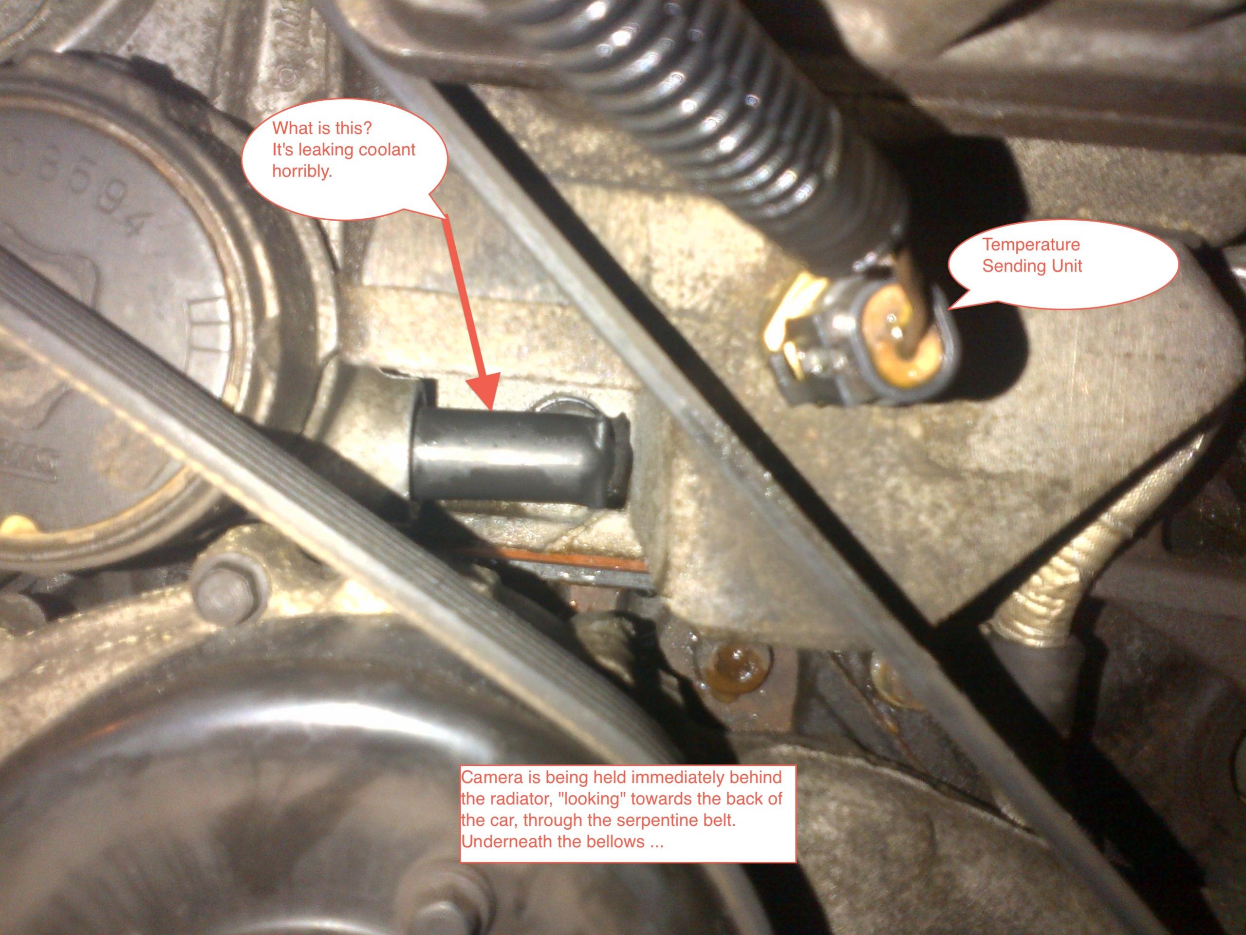 Help identifying source of coolant leak - 2002 Camaro v6 ... hhr engine compartment diagram 