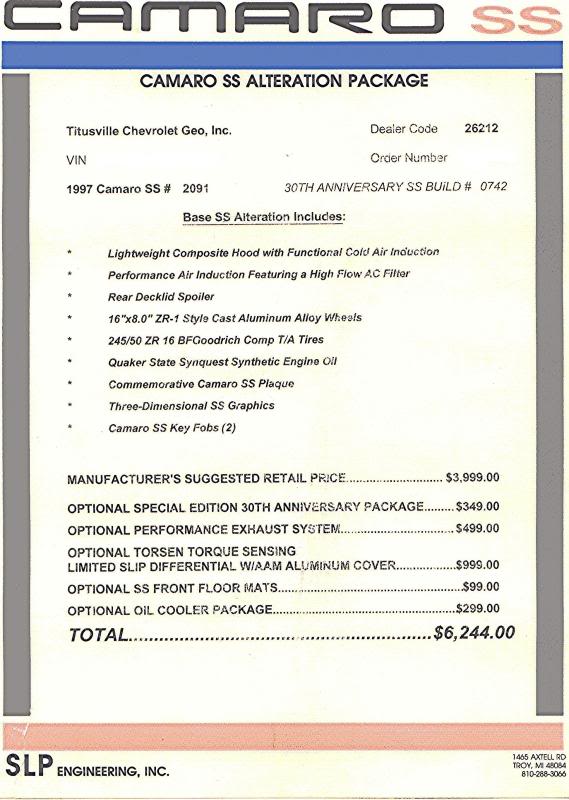 1997 30th Anniversary Camaro SS SLP - LS1TECH - Camaro and Firebird Forum  Discussion