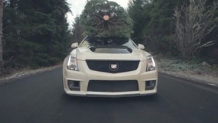CTS-V Does a Huge Burnout Carrying Christmastime Cargo