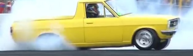 A Datsun Pickup Packing LS1 Power Does an Epic Burnout