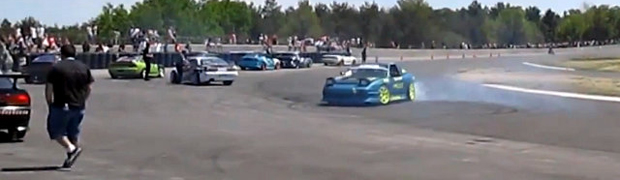 LS Powered 240SX Spins Donuts Before a Drift Competition
