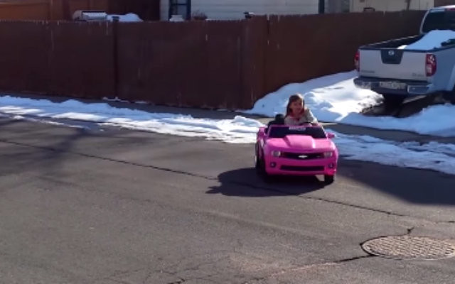 Little Girl Spins Donuts in Her Power Wheels Camaro