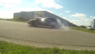 Fake Z06 Cop Car Does Donuts and Burnouts in Europe