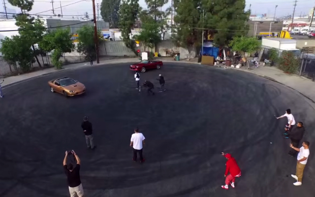 Watch a Corvette, Mustang, and Two Camaros Spinning “Dronuts”