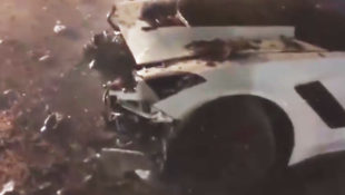 Corvette C7 Z06 Launch-Fail Crash at Car Meet Caught On Video