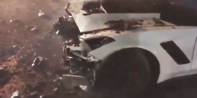 Corvette C7 Z06 Launch-Fail Crash at Car Meet Caught On Video