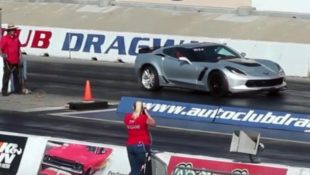 LS1tech.com LT4 supercharged V8 C7 Corvette Z06 vs. twin turbo BMW drag race 1/4 mile 550i