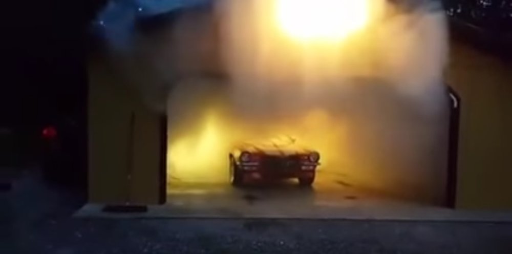 Camaro in a Smoky Garage