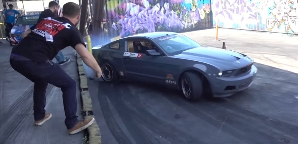Turbo LS Mustang Hits a Cone
