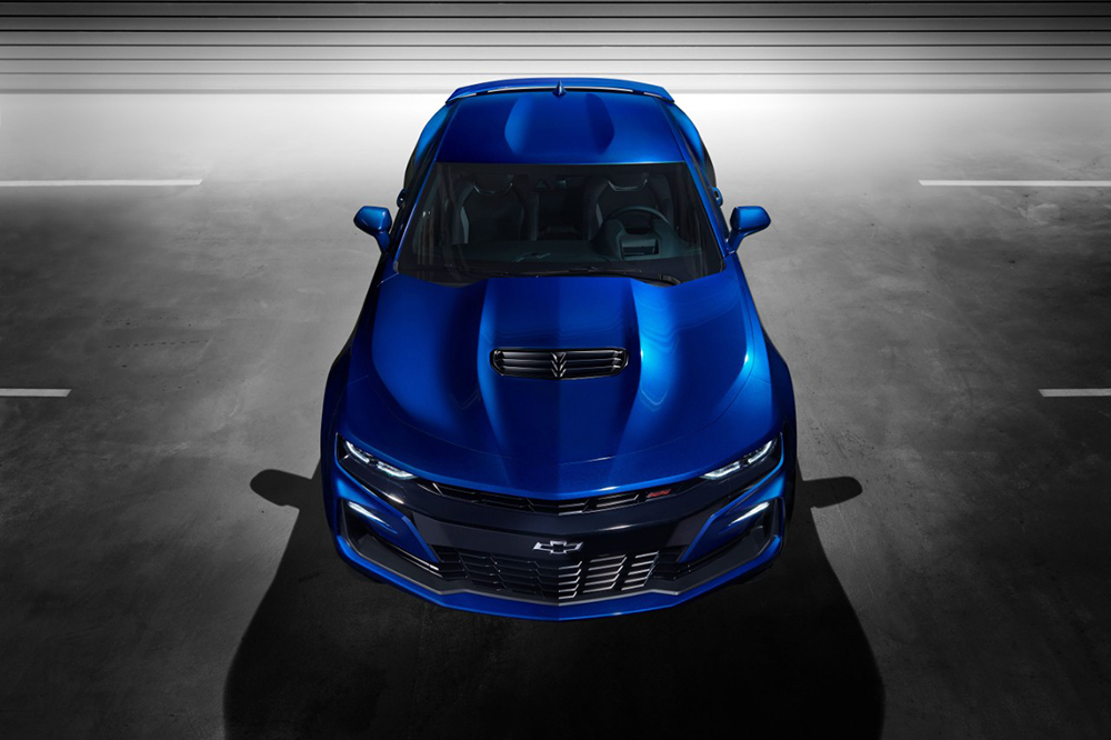 2020 Chevy Camaro SS coupe in blue now $5,500 off with Mustang trade in