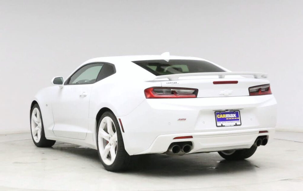 White Chevy Camaro SS with whiteout styling badges, grille and wheels for sale in San Diego