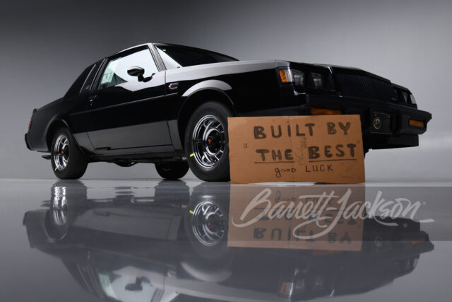 The last Buick Grand National ever built for sale at Barrett Jackson with hand drawn signs
