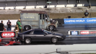 Turbo LS-Swapped Milk Truck Drag Races Fourth-Gen Camaro