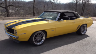 A yellow '69 Chevrolet Camaro SS