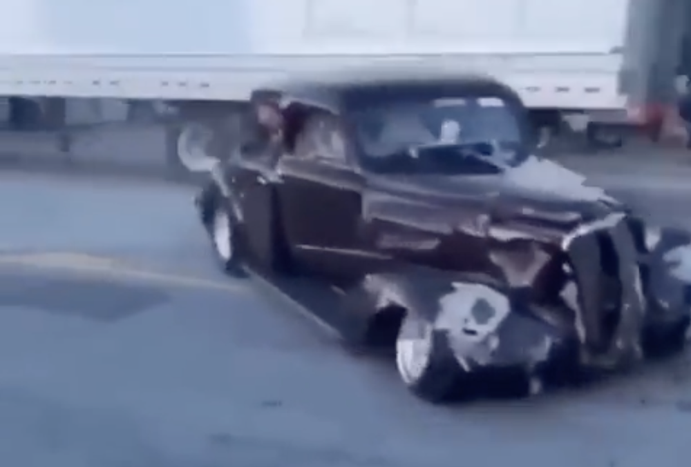 1937 Chevy Crashes Into Semi