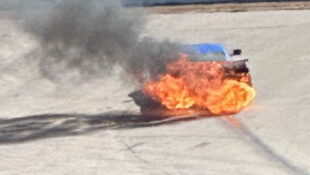 C8 engine blows up, throws rod, then catches fire.